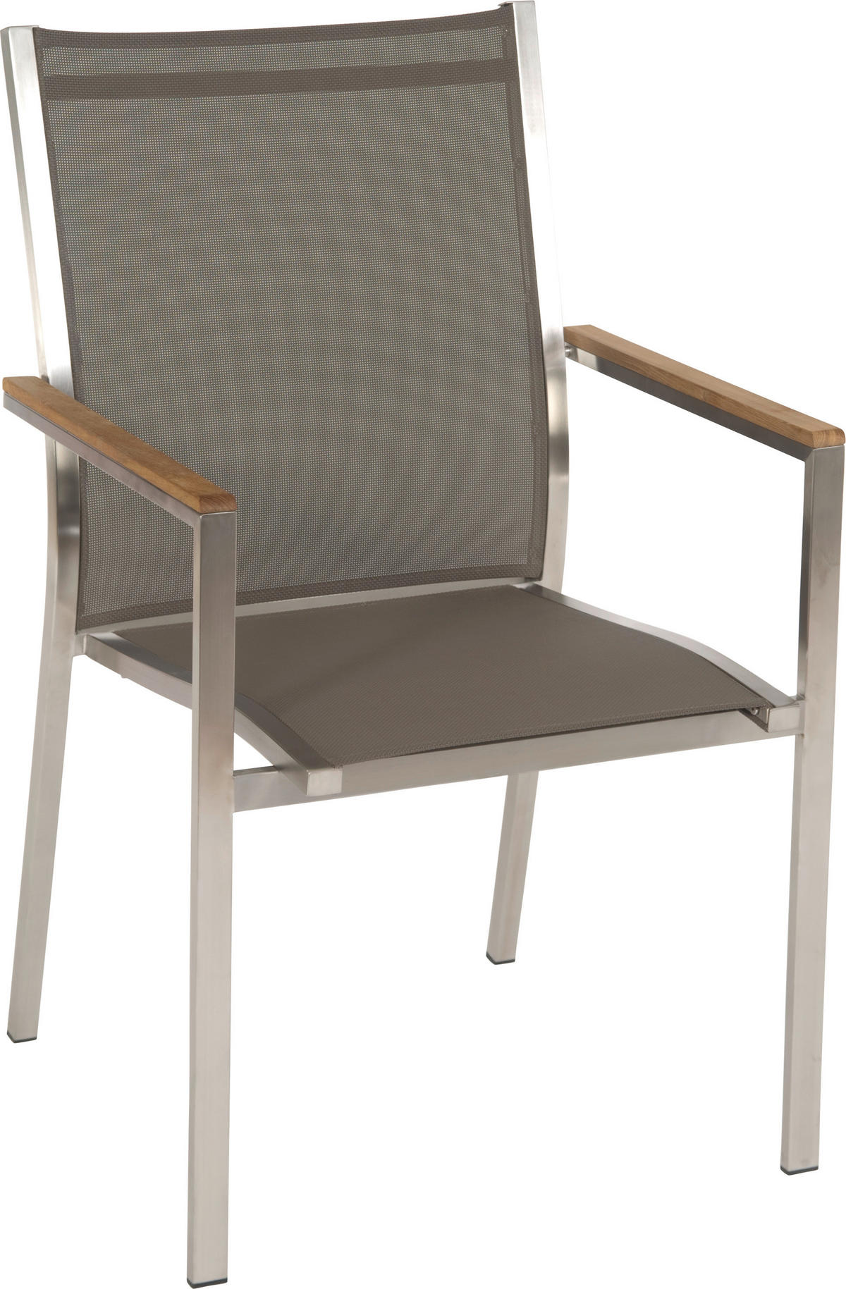STAPELSESSEL Teakholz Edelstahl Silberfarben, Taupe, Teakfarben  - Taupe/Silberfarben, Basics, Holz/Textil (57/92/61cm) - Stern