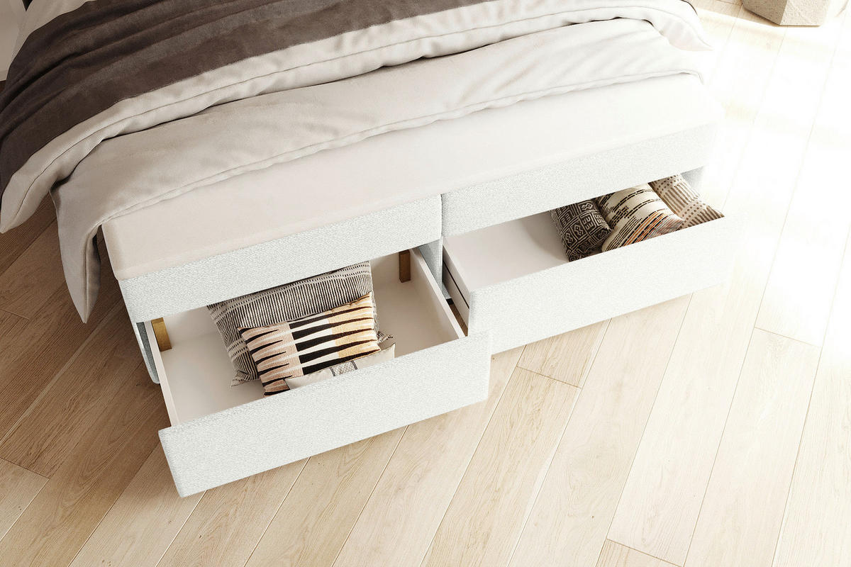 BOXBETT 140/200 cm,  in Creme, Topper, Matratzen, Bettschubladen, H3 = fest  - Creme/Schwarz, KONVENTIONELL, Kunststoff/Textil (140/200cm) - Boxxx