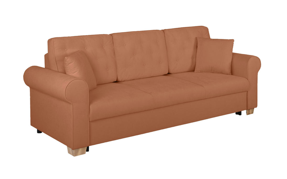SCHLAFSOFA in Chenille Rostfarben  - Rostfarben/Buchefarben, Design, Holz/Textil (240/94/98cm) - MID.YOU