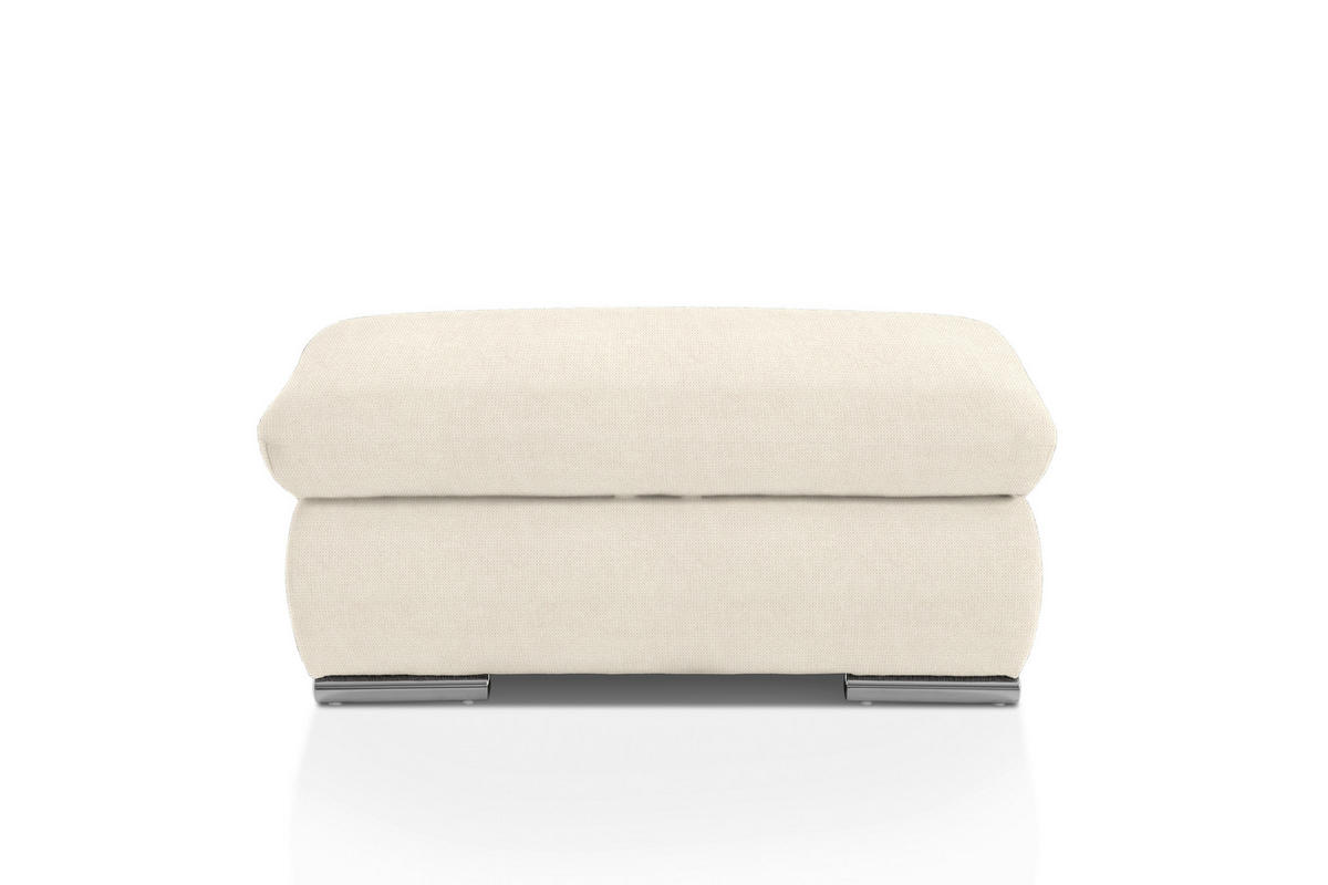 HOCKER Chenille Creme  - Chromfarben/Creme, Design, Textil/Metall (101/45/74cm) - Livetastic