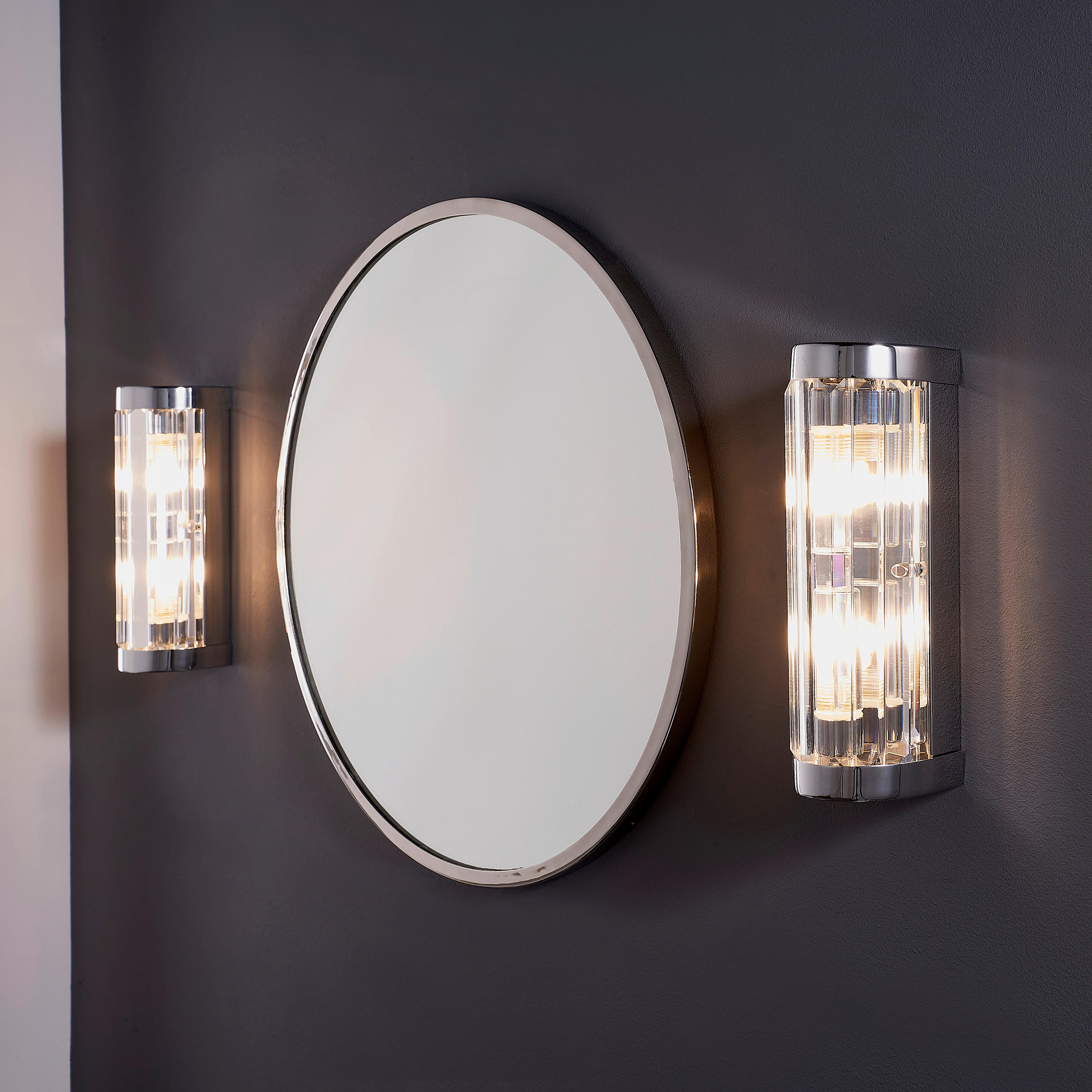 BADEZIMMER-WANDLEUCHTE Endon Shimmer 8,5/7,8/25,5 cm   - Klar/Messingfarben, KONVENTIONELL, Glas (8,5/7,8/25,5cm) - ENDON