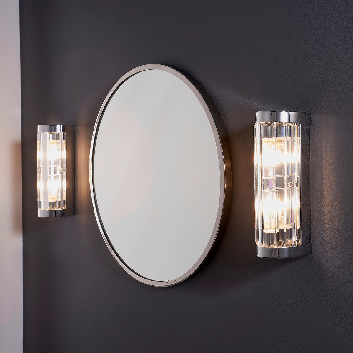 BADEZIMMER-WANDLEUCHTE Endon Shimmer 8,5/7,8/25,5 cm   - Klar/Messingfarben, KONVENTIONELL, Glas (8,5/7,8/25,5cm) - ENDON
