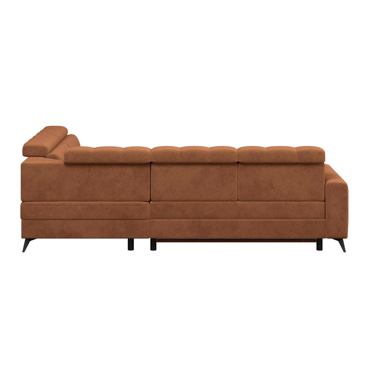 ECKSOFA BARLETTA NEW Terracotta Velours Bettkasten, Kopfteilverstellung, Sitztiefenverstellung, Liegefläche im Originalstoff  - Terracotta/Schwarz, ROMANTIK / LANDHAUS, Textil/Metall (289/228cm) - MID.YOU