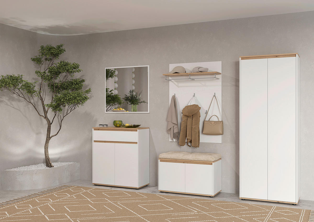 GARDEROBE  in 263,5/193/41,4 cm  - Weiß/Eiche Artisan, MODERN, Holzwerkstoff (263,5/193/41,4cm) - Carryhome