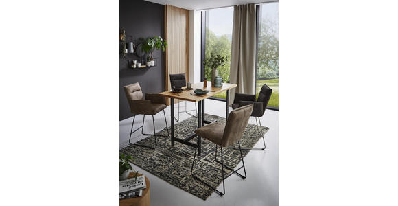 BARTISCH Eiche massiv rechteckig Schwarz, Eichefarben - Eichefarben/Schwarz, Design, Holz/Metall (140/70/92cm) - Valnatura
