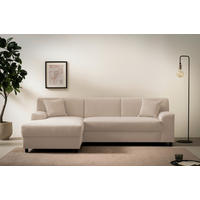 ECKSCHLAFSOFA  CAPRI 2 Taupe Cord  - Taupe/Schwarz, Basics, Kunststoff/Textil (146/241cm) - MID.YOU