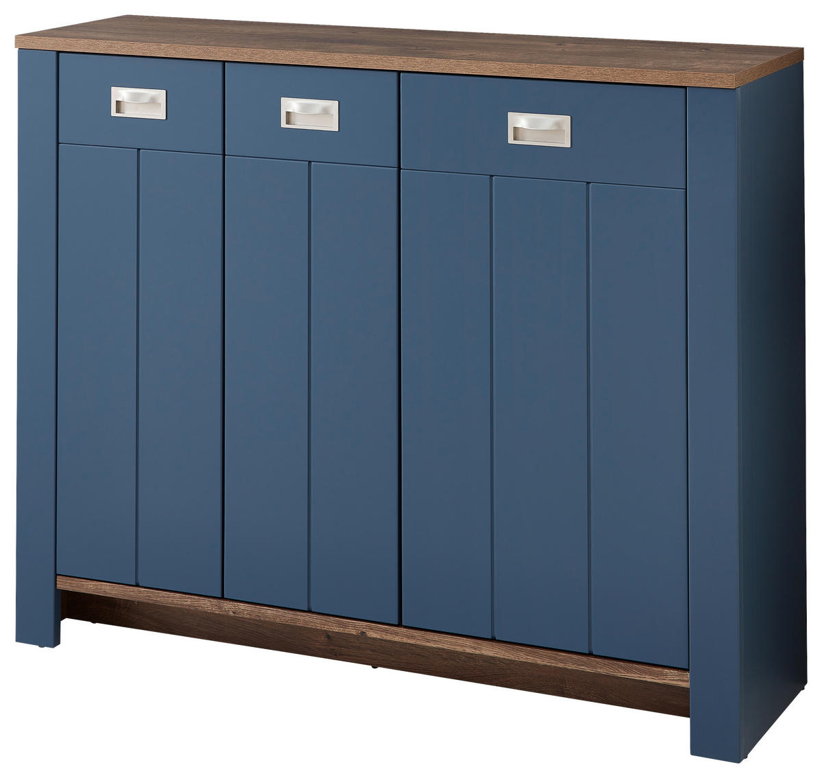 SCHUHSCHRANK Eichefarben, Blau  - Blau/Eichefarben, LIFESTYLE, Holzwerkstoff/Metall (130/105/38cm) - MID.YOU