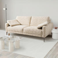 3-SITZER-SOFA Webstoff Beige  - Beige/Schwarzchrom, Design, Textil/Metall (187/85/92cm) - Livetastic