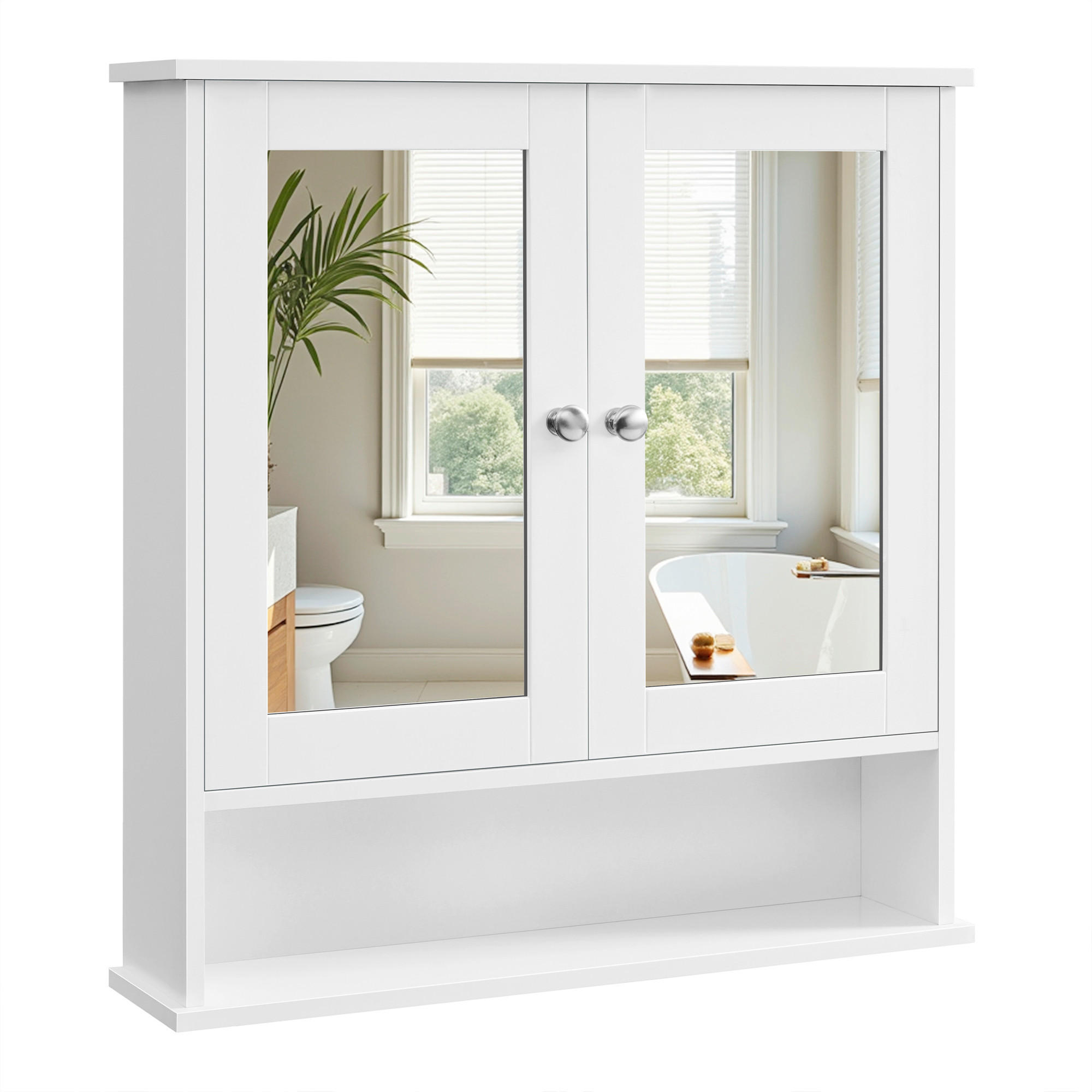 SPIEGELSCHRANK 26.5/82/28.5 cm  - Silberfarben/Weiß, Trend, Glas/Holzwerkstoff (26.5/82/28.5cm) - MID.YOU