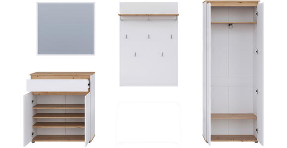 GARDEROBE  in 263,5/193/41,4 cm  - Weiß/Eiche Artisan, MODERN, Holzwerkstoff (263,5/193/41,4cm) - Carryhome