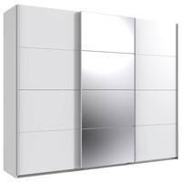 SCHWEBETÜRENSCHRANK 270/236/64 cm 3-türig Weiß  - Weiß, MODERN, Glas/Holzwerkstoff (270/236/64cm) - MID.YOU