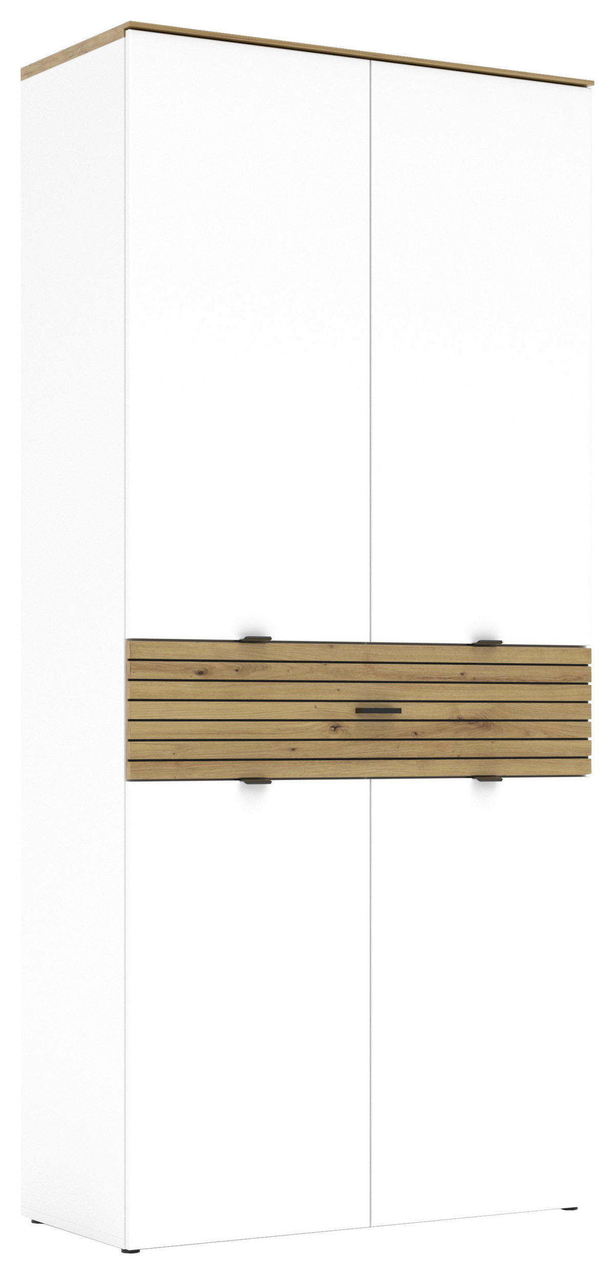 OMARA ZA ČEVLJE bela, hrast artisan - črna/bela, Moderno, kovina/leseni material (90/196/41cm) - Voleo
