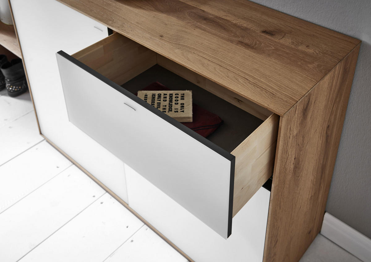 GARDEROBE 5-teilig  in  - Eichefarben/Weiß, Design, Glas/Holz - Valdera