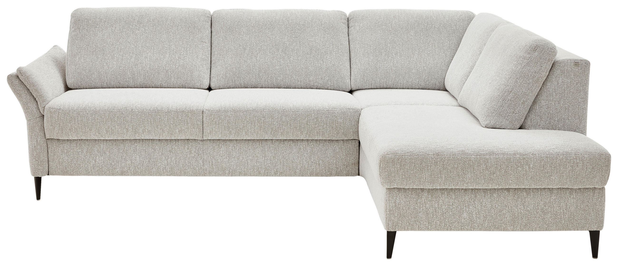 ECKSOFA  Webstoff Ecru  - Ecru/Schwarz, Konventionell, Textil/Metall (277/201cm) - Dieter Knoll