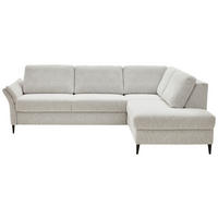 ECKSOFA Ecru Webstoff Schlaffunktion, Matratze  - Ecru/Schwarz, KONVENTIONELL, Textil/Metall (277/201cm) - Dieter Knoll