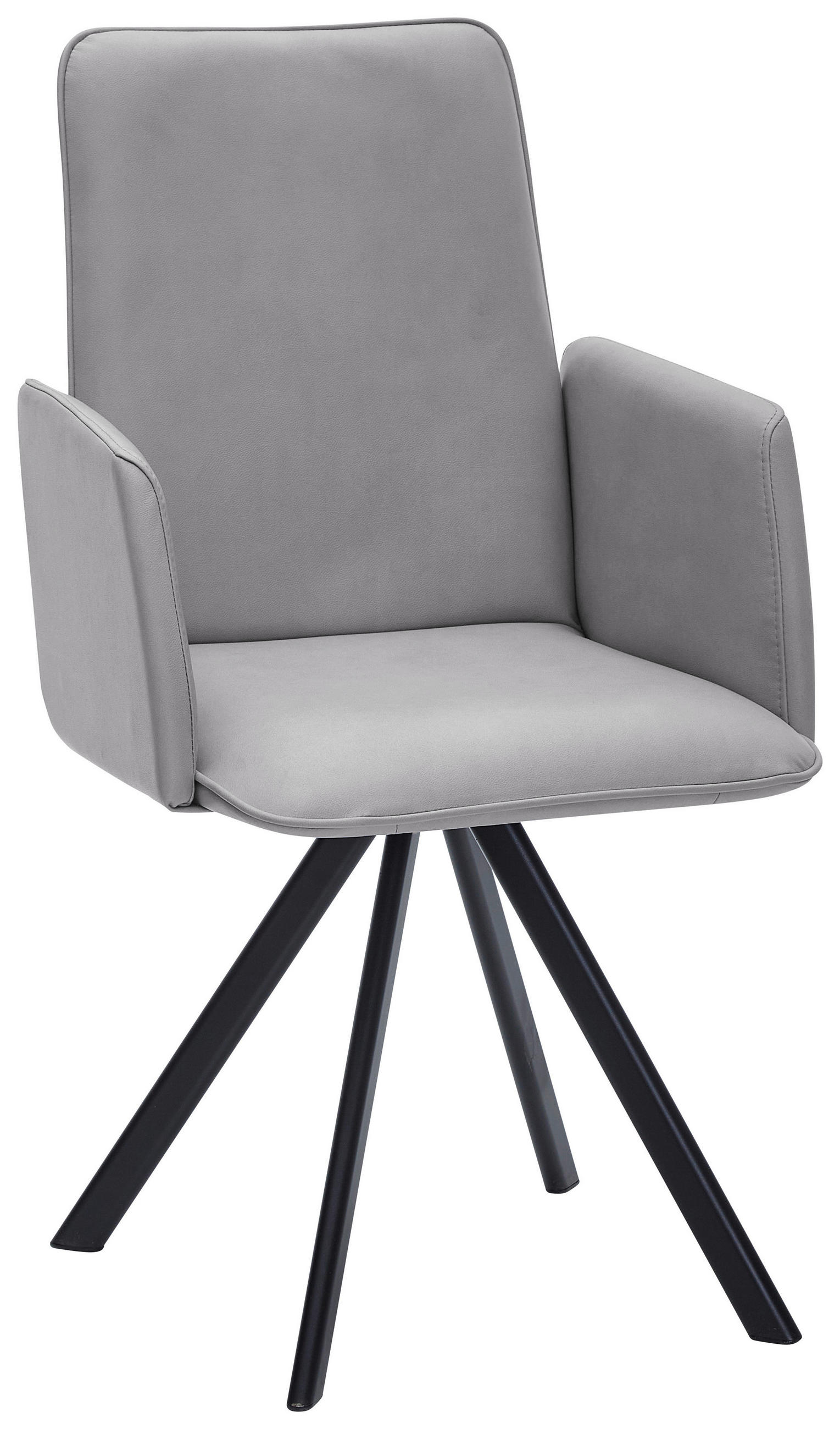 ARMLEHNSTUHL  in Eisen beschichtet  - Hellgrau/Schwarz, Design, Textil/Metall (52/92/60cm) - Cantus