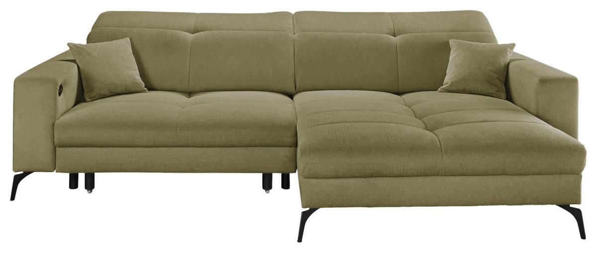 ECKSOFA Olivgrün Webstoff  - Schwarz/Olivgrün, KONVENTIONELL, Textil/Metall (285/180cm) - SetOne by Musterring