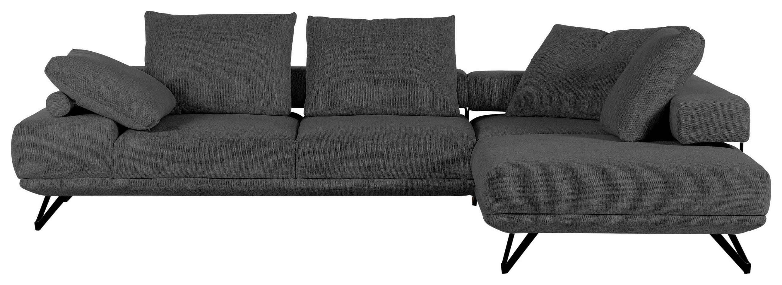 ECKSOFA Dunkelgrau Flachgewebe  - Dunkelgrau/Schwarz, KONVENTIONELL, Textil/Metall (310/240cm) - Carryhome