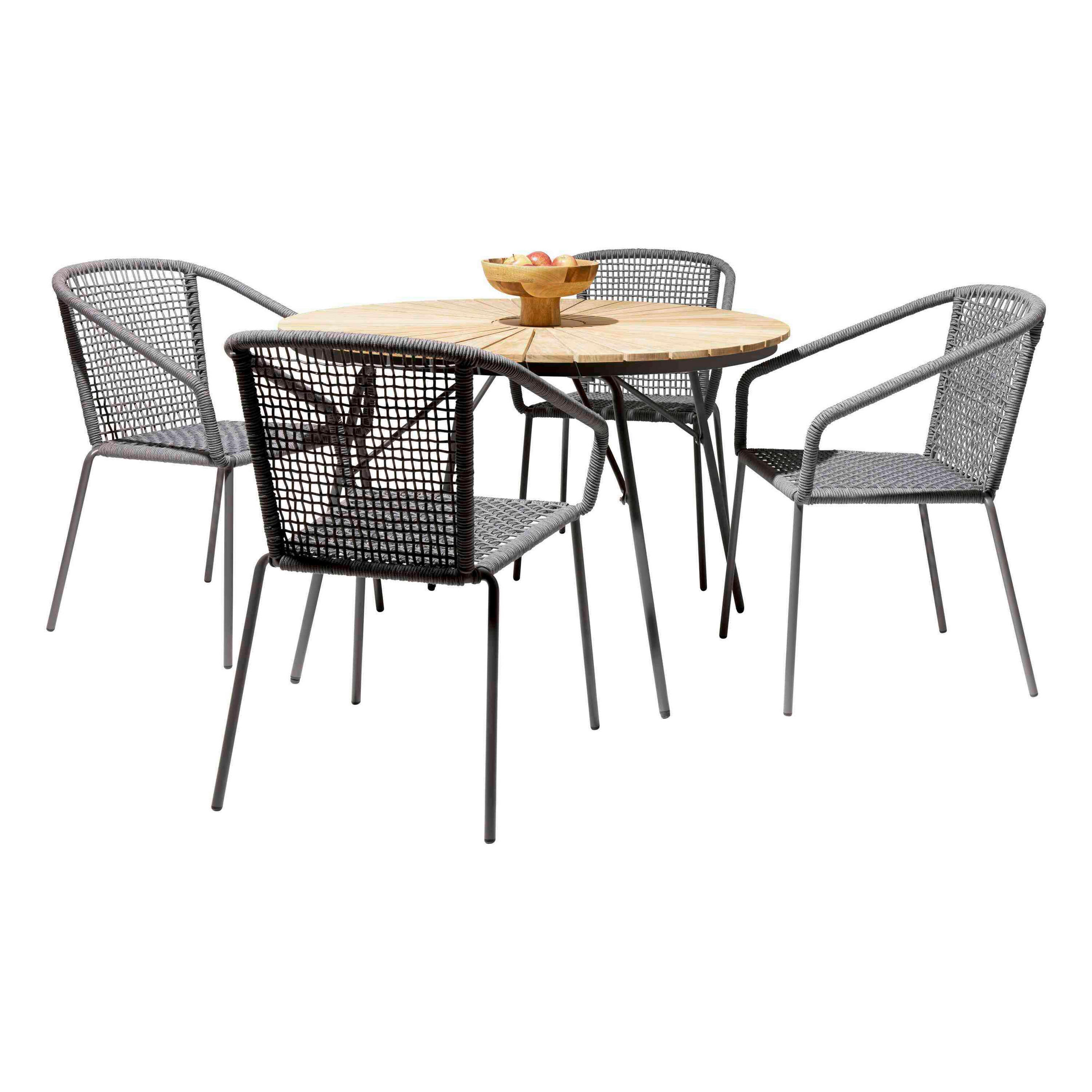 GARTENTISCHGRUPPE Teakholzvollmassiv Aluminium  - Dunkelgrau/Anthrazit, Natur, Holz/Kunststoff (160/160/74cm) - Gardenson