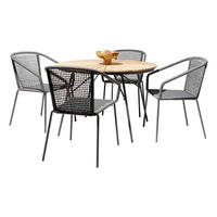 GARTENTISCHGRUPPE Teakholzvollmassiv Aluminium  - Dunkelgrau/Anthrazit, Natur, Holz/Kunststoff (160/160/74cm) - Gardenson