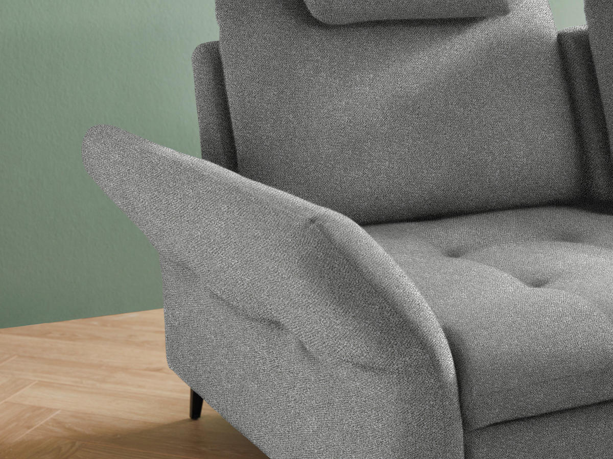 ECKSOFA in Bouclé Hellgrau  - Hellgrau/Schwarz, Natur, Textil/Metall (288/233cm) - Valnatura