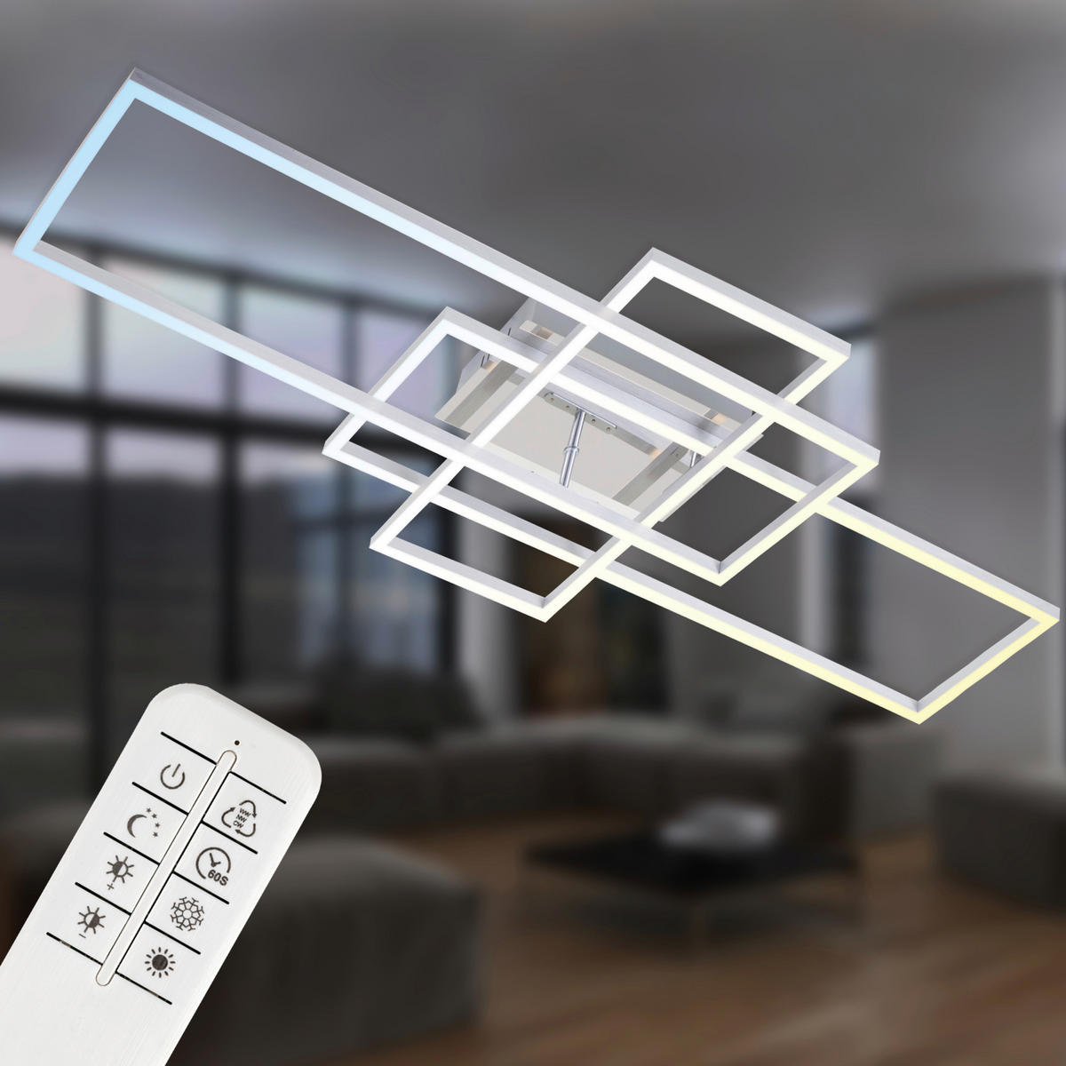 LED-DECKENLEUCHTE 104/42/10 cm   - Chromfarben, Design, Kunststoff/Metall (104/42/10cm)