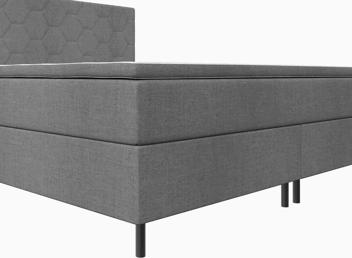 BOXSPRINGBETT 180/200 cm  Graubraun  - Graubraun/Schwarz, Konventionell, Textil/Metall (180/200cm) - Chameo