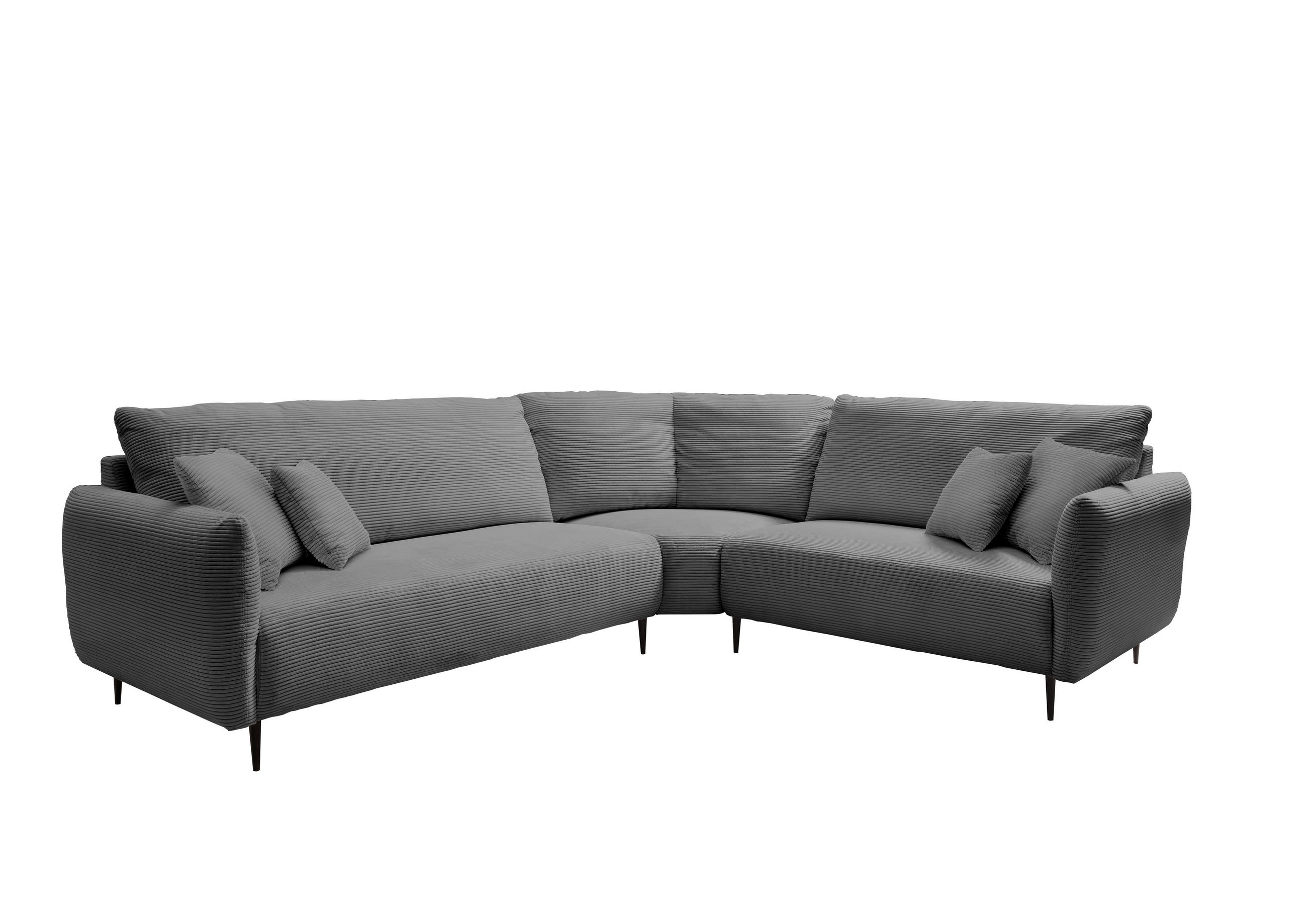 ECKSOFA in Cord Grau - Schwarz/Grau, Design, Textil/Metall (294/256cm) - Livetastic