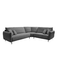 ECKSOFA Grau Cord  - Schwarz/Grau, Design, Textil/Metall (294/256cm) - Livetastic