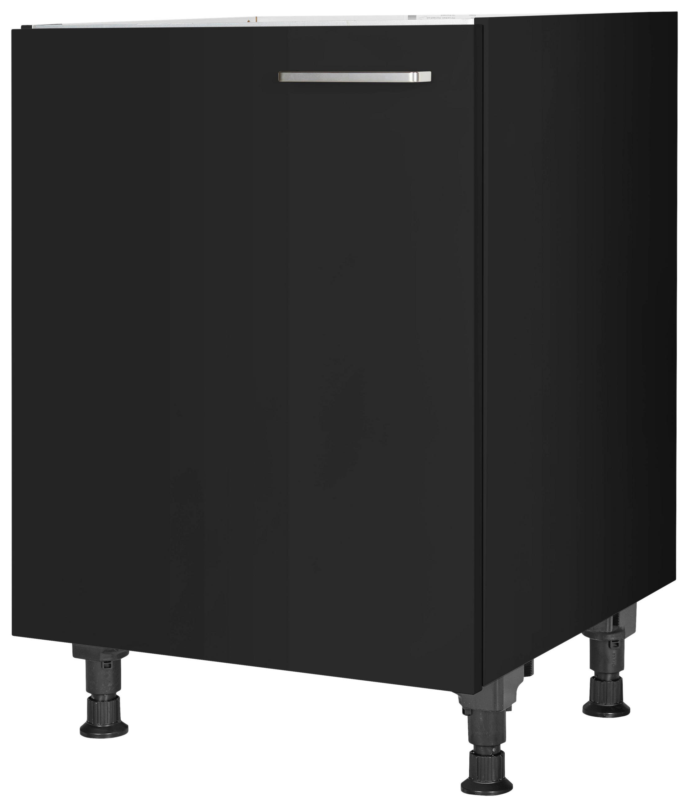 SPÜLENUNTERSCHRANK 60/87/56 cm  in Schwarz  - Edelstahlfarben/Schwarz, MODERN, Holzwerkstoff/Metall (60/87/56cm) - Nobilia