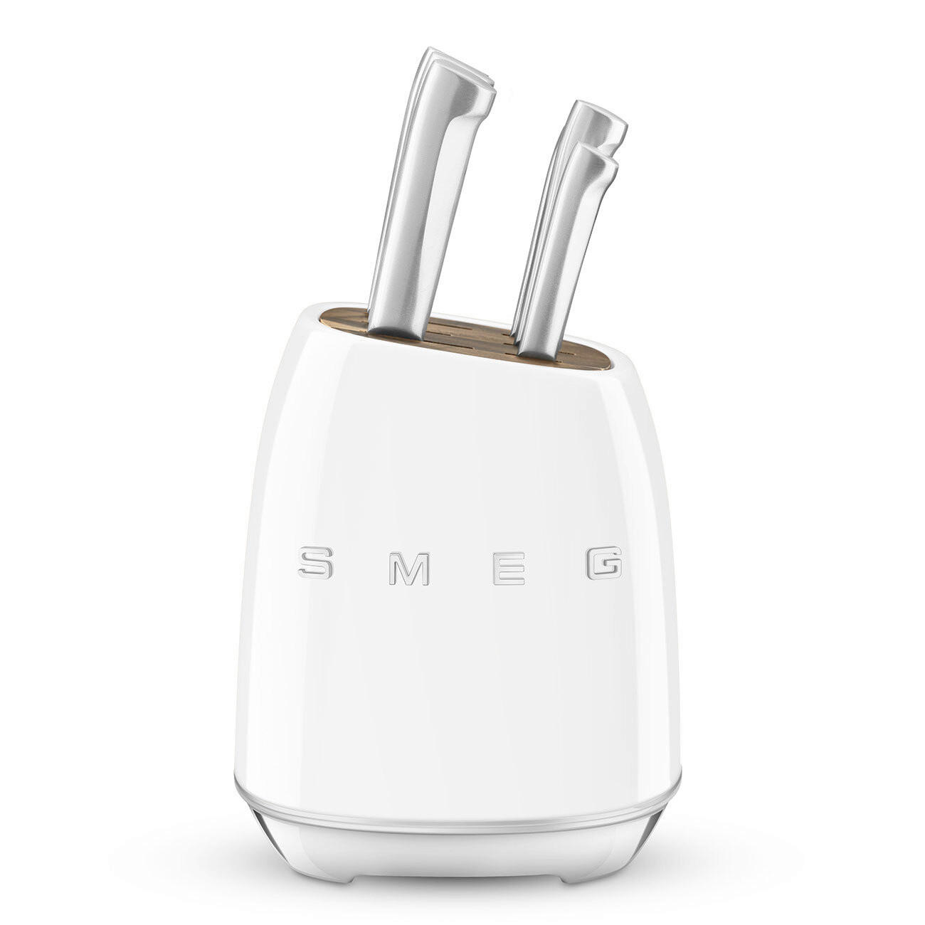 BLOK ZA NOŽEVE  7-dijelni  50 `Style  - bijela visoki sjaj, Basics, drvo/metal (13/23/19cm) - SMEG