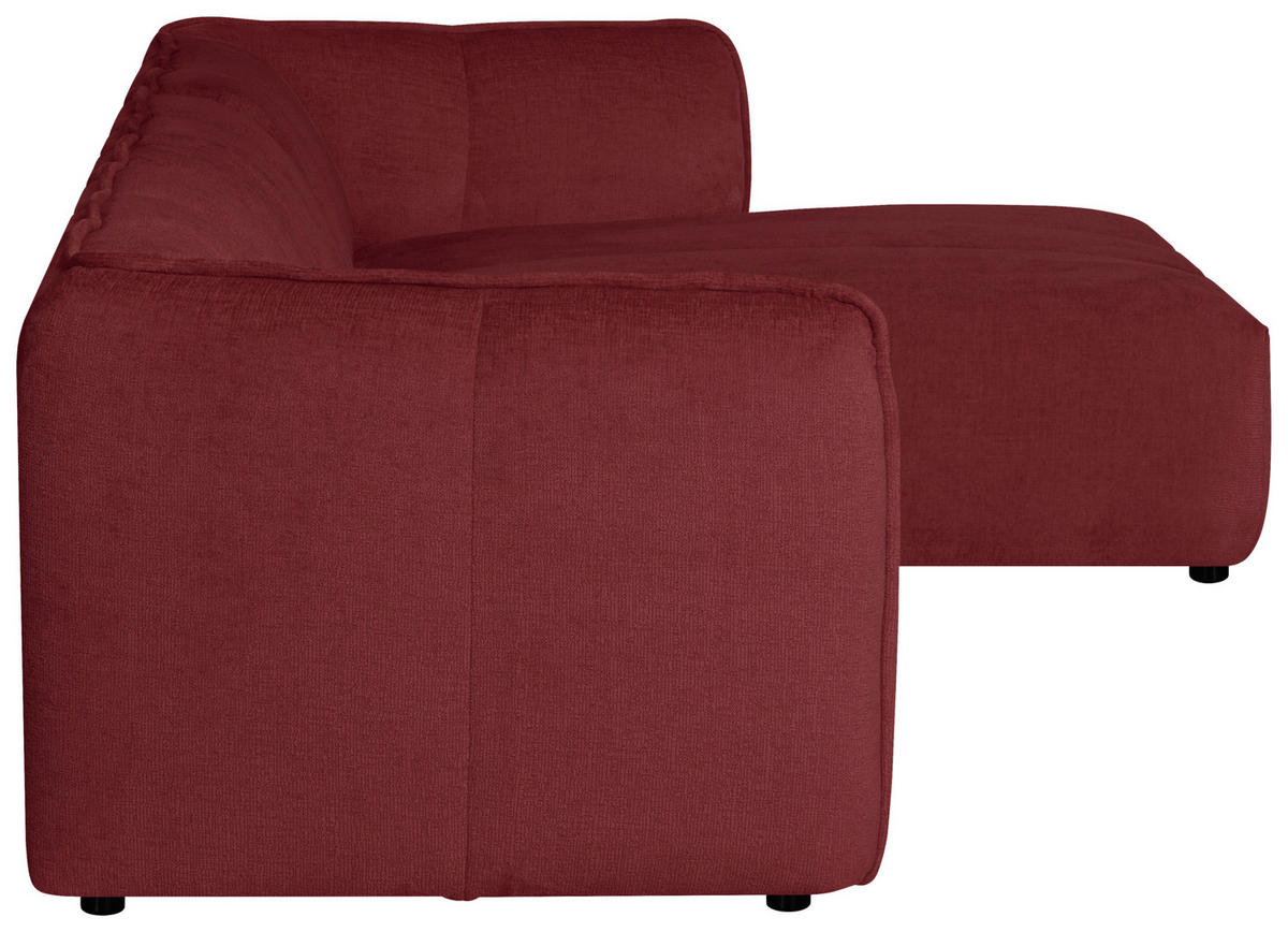 ECKSOFA LIVOLI in Chenille Bordeaux  276/160 cm  - Bordeaux/Schwarz, Design, Textil (276/160cm) - MID.YOU