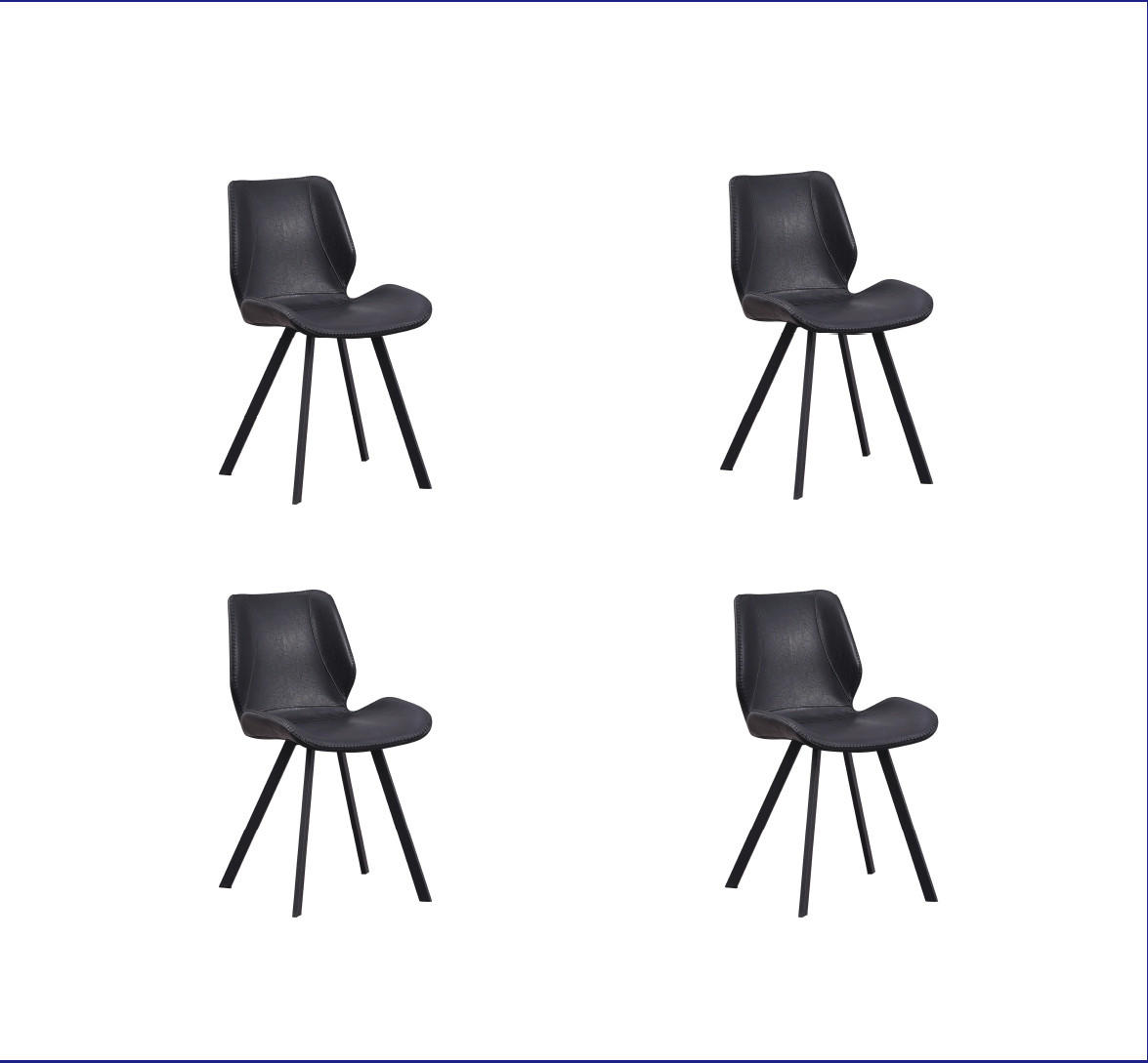 STUHL-SET 4 Stück  in Lederlook  - Schwarz, MODERN, Textil/Metall (44/80/55cm) - MID.YOU