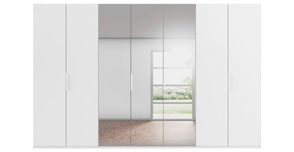 DREHTÜRENSCHRANK 350/235/61 cm,  in Weiß, 7-türig  - Weiß, Basics, Glas/Holzwerkstoff (350/235/61cm) - Novel