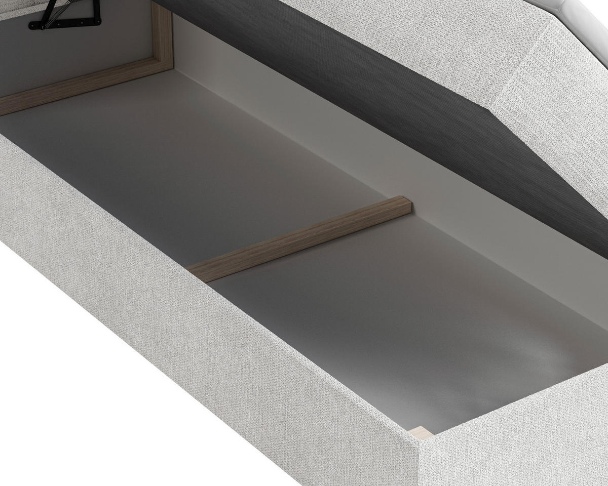 BOXBETT 180/200 cm,  in Weiß, Bettkasten, Topper,  - Schwarz/Weiß, MODERN, Holz/Kunststoff (180/200cm) - MID.YOU