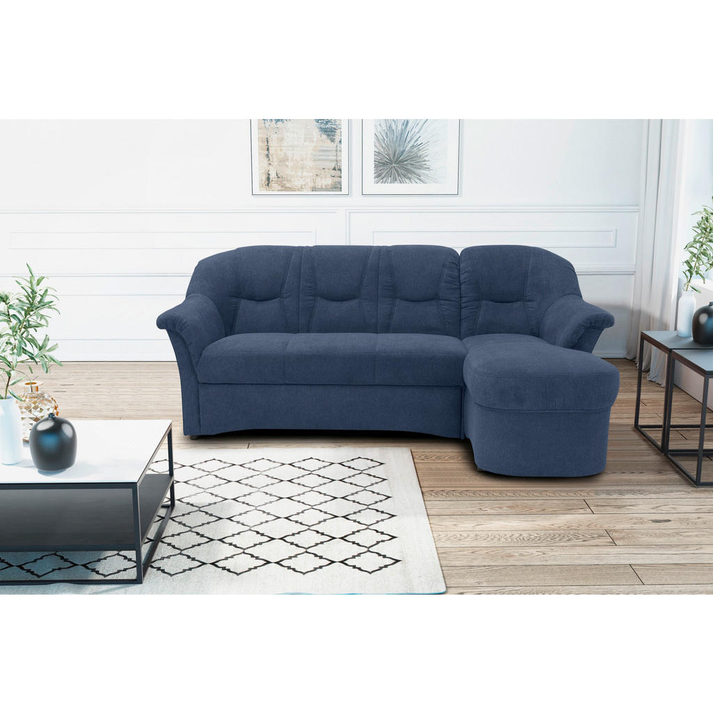 Thumbnail - Mid.you Ecksofa, Dunkelblau, Textil, Uni, 3-Sitzer, L-Form, 232x146 cm, Made in EU, FSC Mix, Schlafen auf Sitzhöhe, Rück...