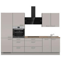 KÜCHENLEERBLOCK 300 cm   in Grau, Eiche dunkel  - Eiche dunkel/Edelstahlfarben, MODERN, Holzwerkstoff/Metall (300cm) - Nobilia