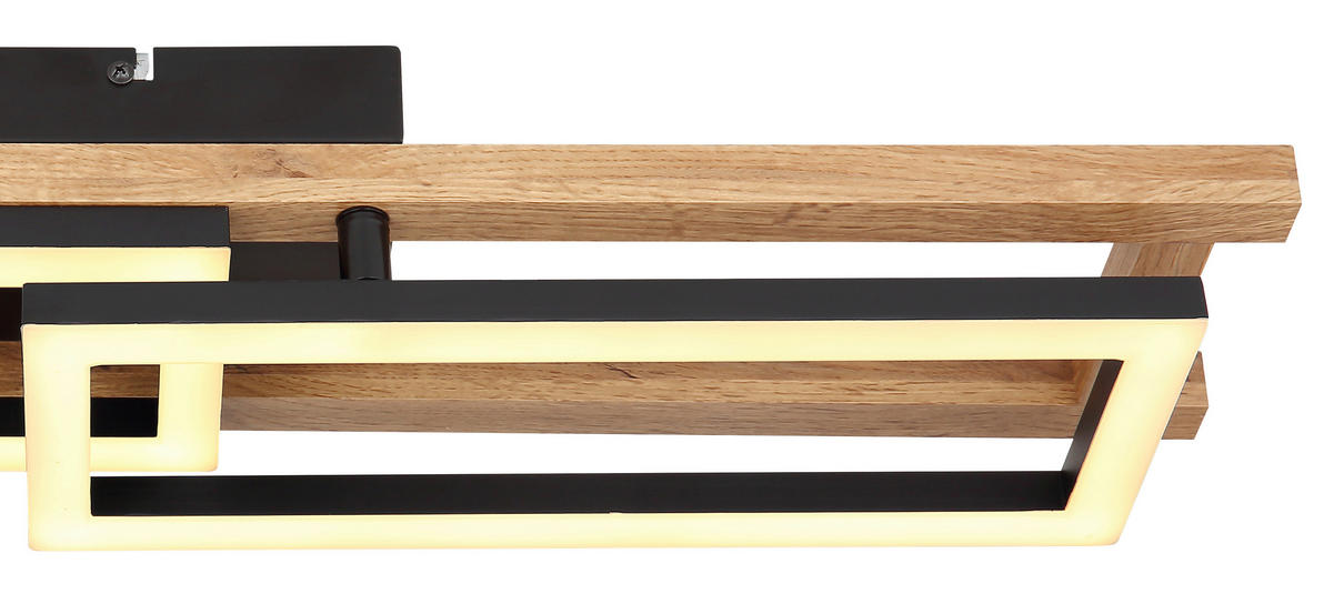 LED-DECKENLEUCHTE 20 W    69/36,5/10,5 cm  - Dunkelbraun/Opal, Natur, Holzwerkstoff/Kunststoff (69/36,5/10,5cm) - Globo
