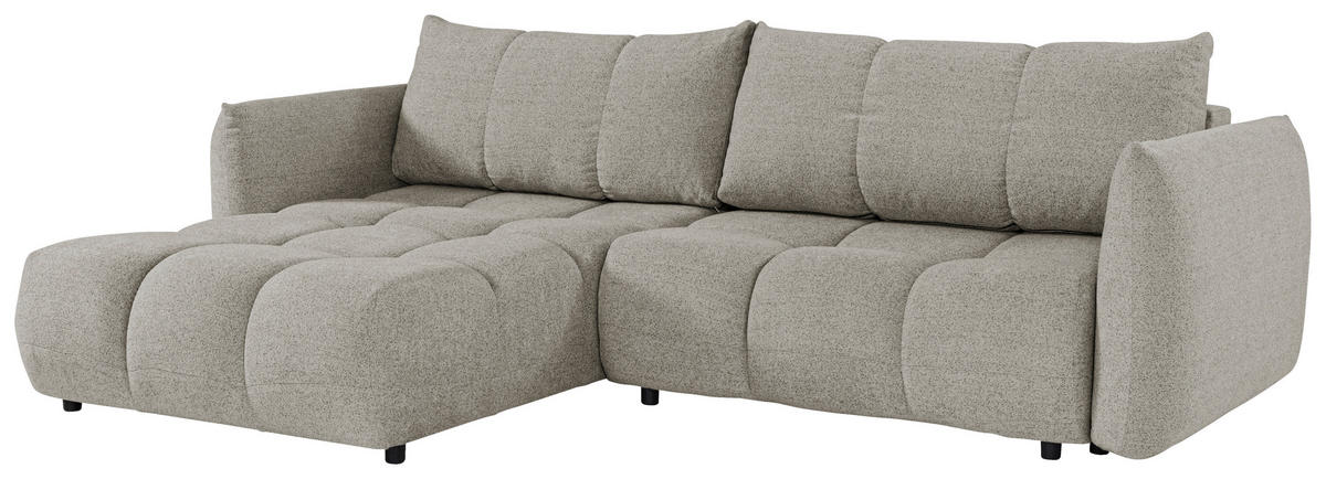 ECKSCHLAFSOFA  in Flachgewebe Mokka  - Schwarz/Mokka, KONVENTIONELL, Holzwerkstoff/Kunststoff (273/188cm) - Livetastic