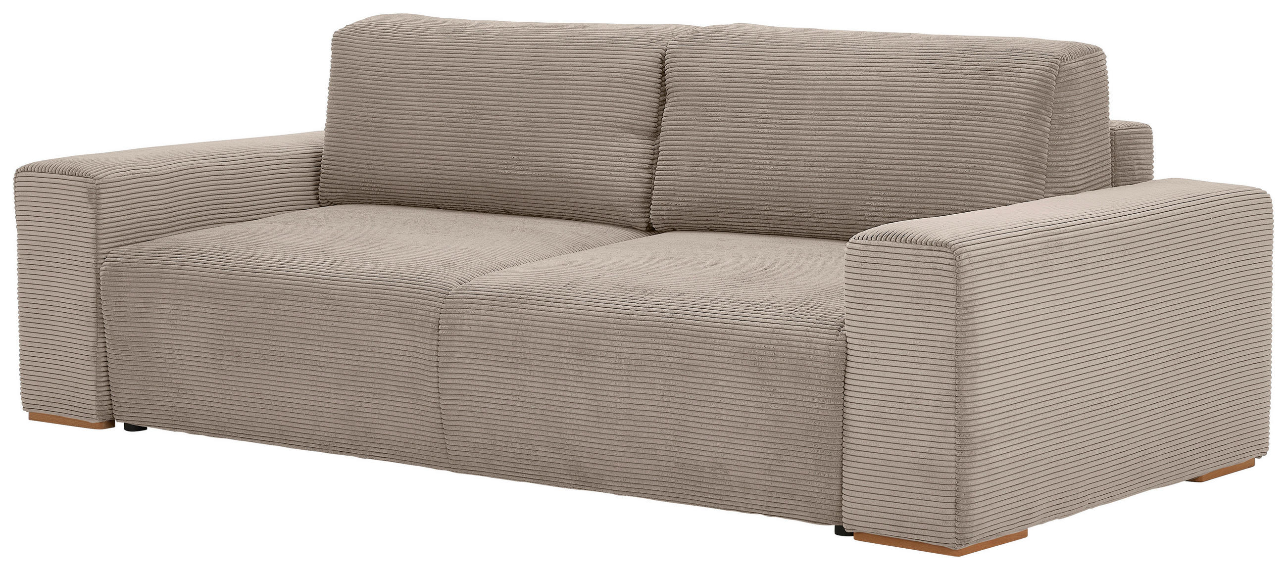 SCHLAFSOFA Cord Taupe  - Taupe/Buchefarben, KONVENTIONELL, Holz/Kunststoff (255/86/123cm) - Livetastic