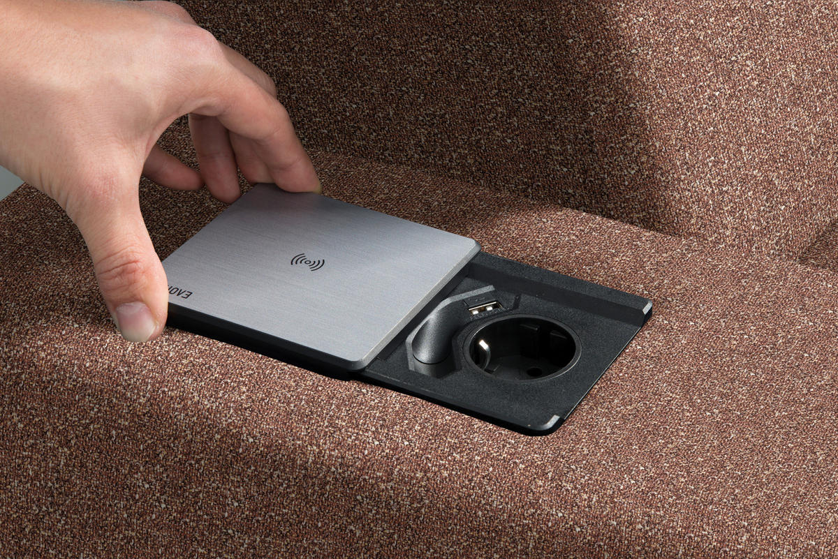 ECKSOFA  in Mikrovelours Terracotta  205/308 cm  - Terracotta/Alufarben, Design, Textil/Metall (205/308cm) - Sedda