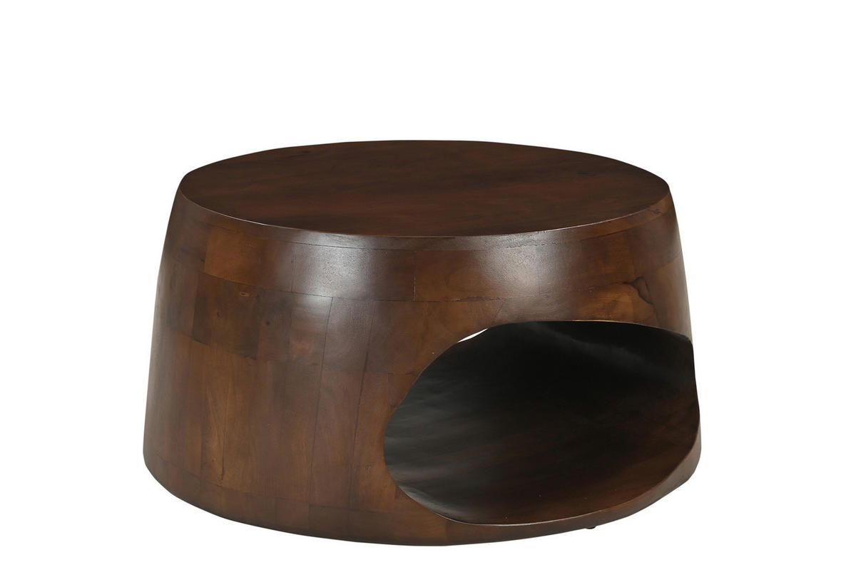 COUCHTISCH Mangoholz massiv 75/75/38 cm rund Braun  - Braun, Design, Holz (75/75/38cm) - MID.YOU