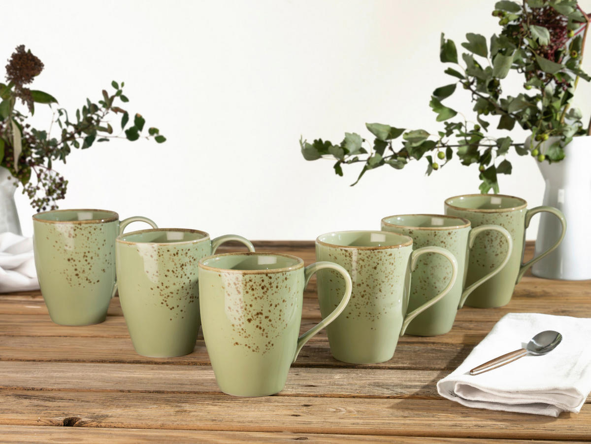 KAFFEEBECHERSET 6-teilig  - Grün, Trend, Keramik (300ml) - Creatable
