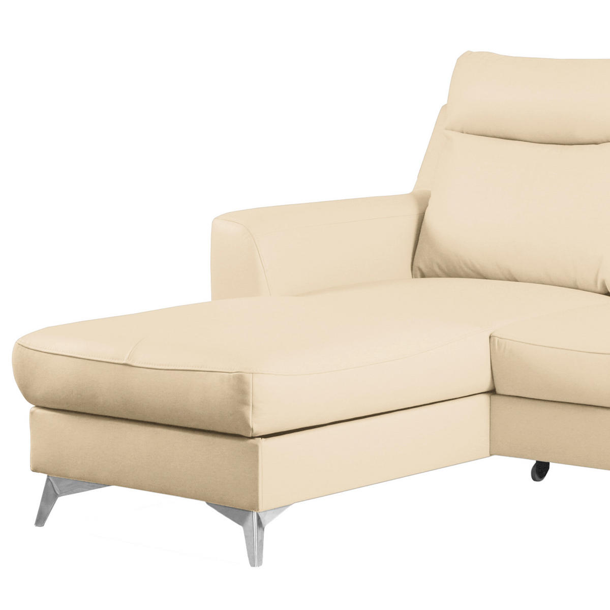 ECKSOFA Lederlook Echtleder Beige  - Chromfarben/Beige, Design, Leder/Textil (236/168cm) - Livetastic