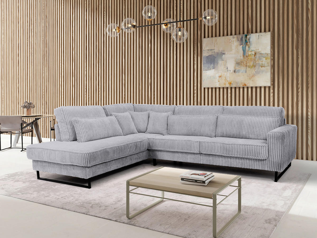 ROHOVÁ SEDAČKA, textil, kompozitné drevo, sivá - čierna/sivá, Konventionell, kov/kompozitné drevo (284/253cm) - Livetastic