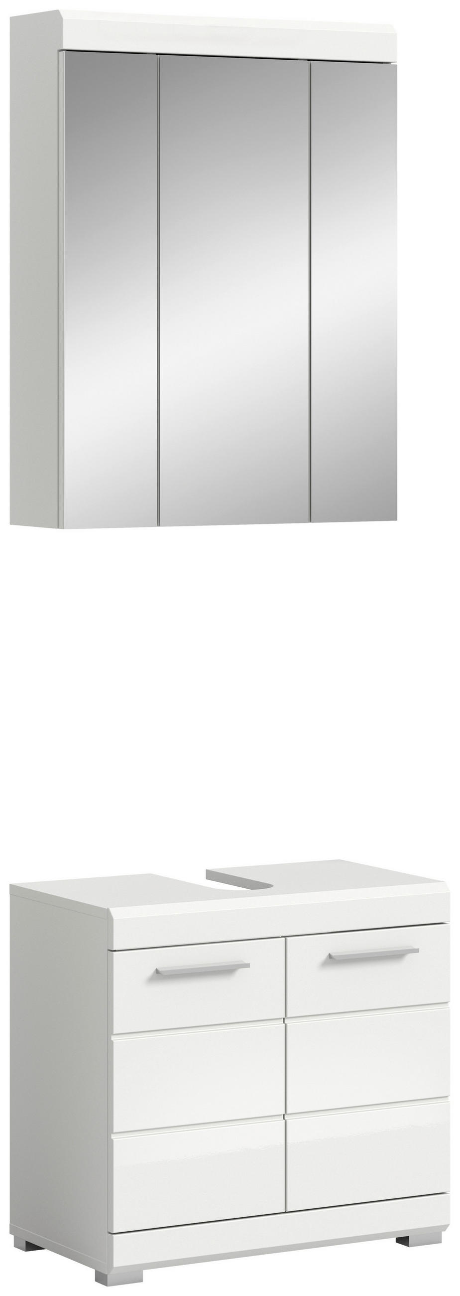 BADEZIMMER 2-teilig  in 60 cm  - Weiß Hochglanz/Silberfarben, MODERN, Glas/Holzwerkstoff (60cm) - MID.YOU