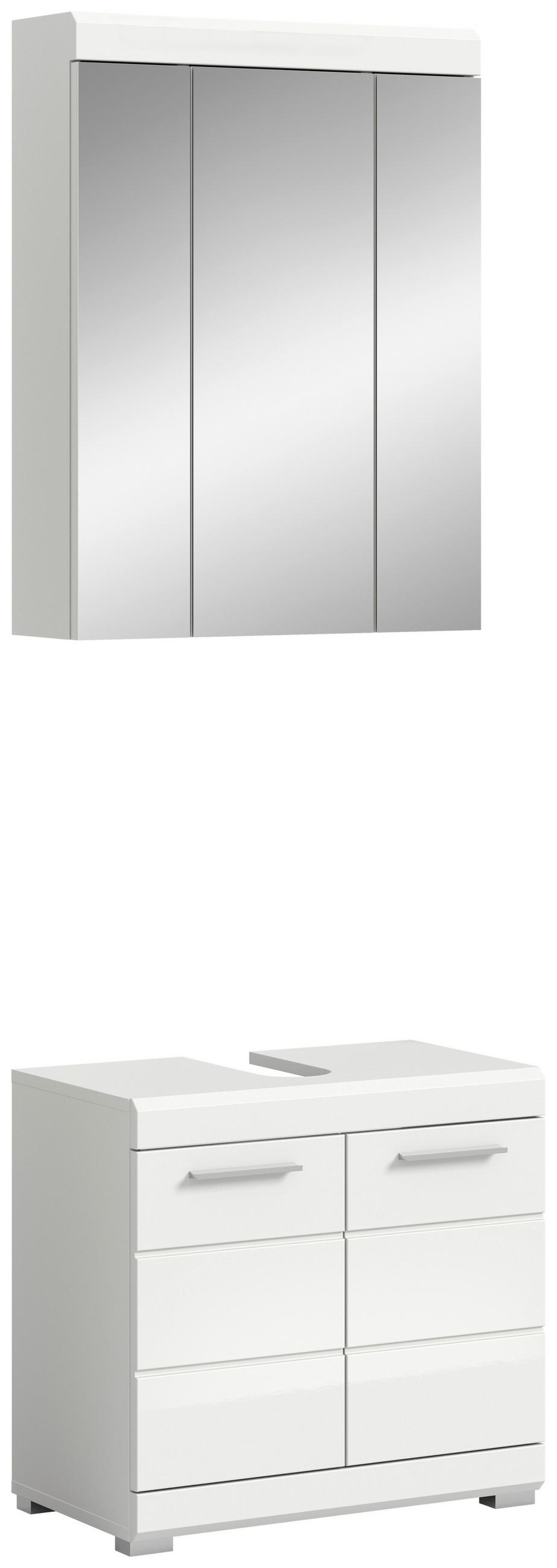 BADEZIMMER 2-teilig  in 60 cm  - Weiß Hochglanz/Silberfarben, MODERN, Glas/Holzwerkstoff (60cm) - MID.YOU