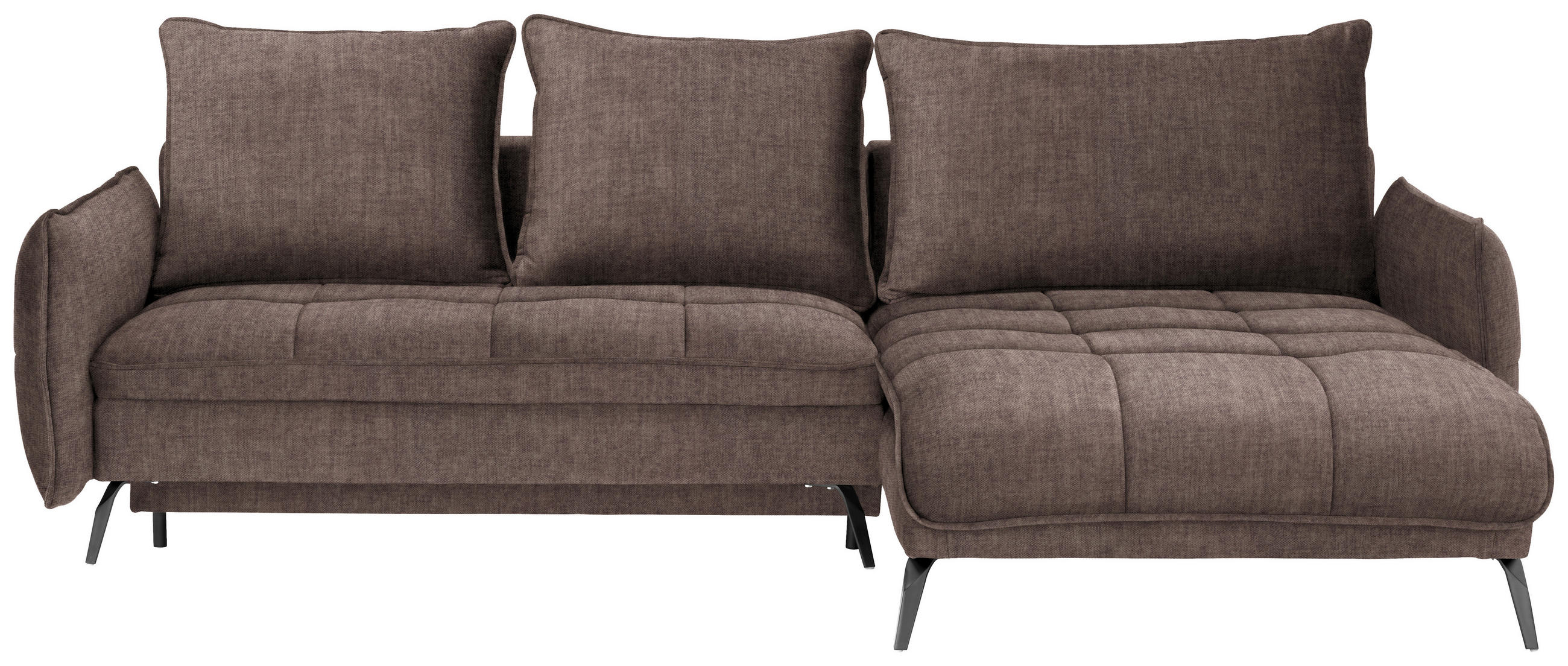 ECKSOFA in Flachgewebe Dunkelbraun  273/180 cm  - Dunkelbraun/Schwarz, LIFESTYLE, Textil/Metall (273/180cm) - Hom`in