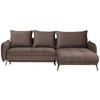 ECKSOFA in Flachgewebe Dunkelbraun  273/180 cm  - Dunkelbraun/Schwarz, LIFESTYLE, Textil/Metall (273/180cm) - Hom`in