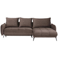 ECKSOFA in Flachgewebe Dunkelbraun  273/180 cm  - Dunkelbraun/Schwarz, LIFESTYLE, Textil/Metall (273/180cm) - Hom`in